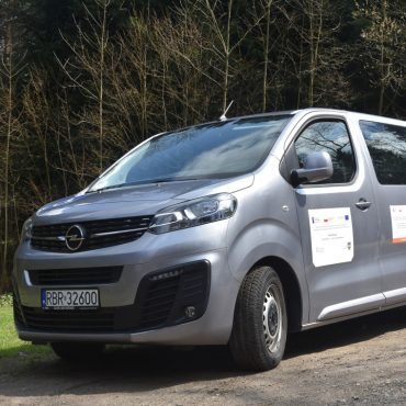 Samochód marki volkswagen kolor srebrny, stoi na tle lasu.