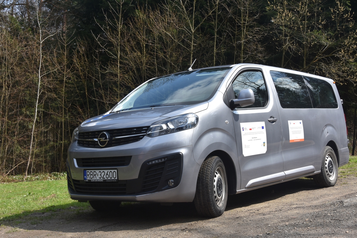 Samochód marki volkswagen kolor srebrny, stoi na tle lasu.