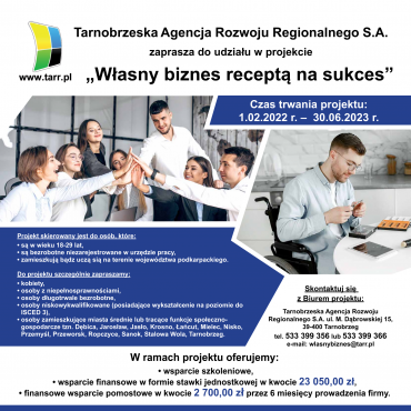 plakat projektu Własny biznes receptą na sukces